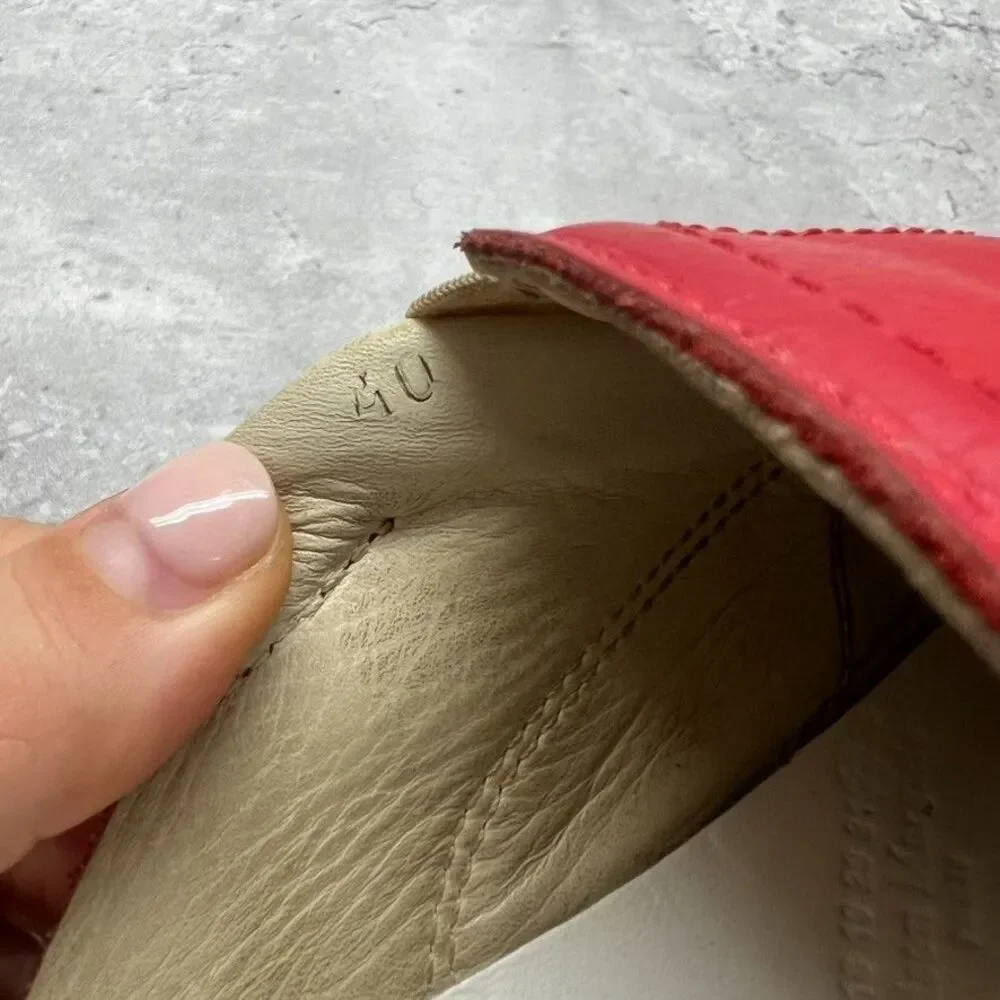 Maison Martin Margiela Red Leather Comfort Slip On Mule Shoes Mens Size 39/40